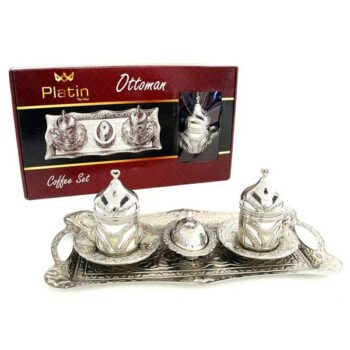 Platin Ottoman Kahve Seti 2'Li