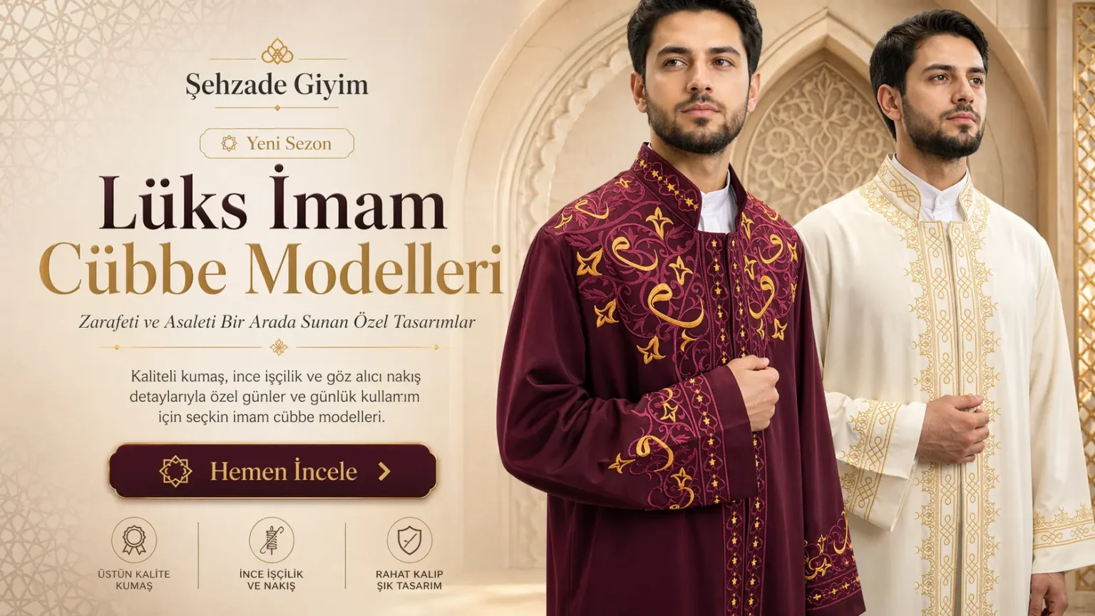 Şehzade Giyim lüks nakışlı imam cübbe modelleri ve özel tasarım cübbeler