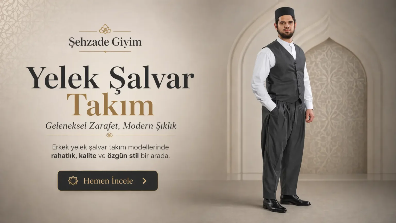 Şehzade Giyim erkek yelek şalvar takım modelleri ve geleneksel erkek giyim kombinleri